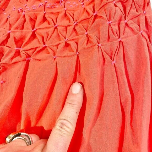 Free People orange smocked boho blouse - Picture 7 of 15